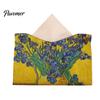 Decorative Paper Dispenser Leather Tissue Box Cover, Foldable Desktop Organizer, Oil Painting Style Napkin Holder Case, Space Saving Organizer Facial