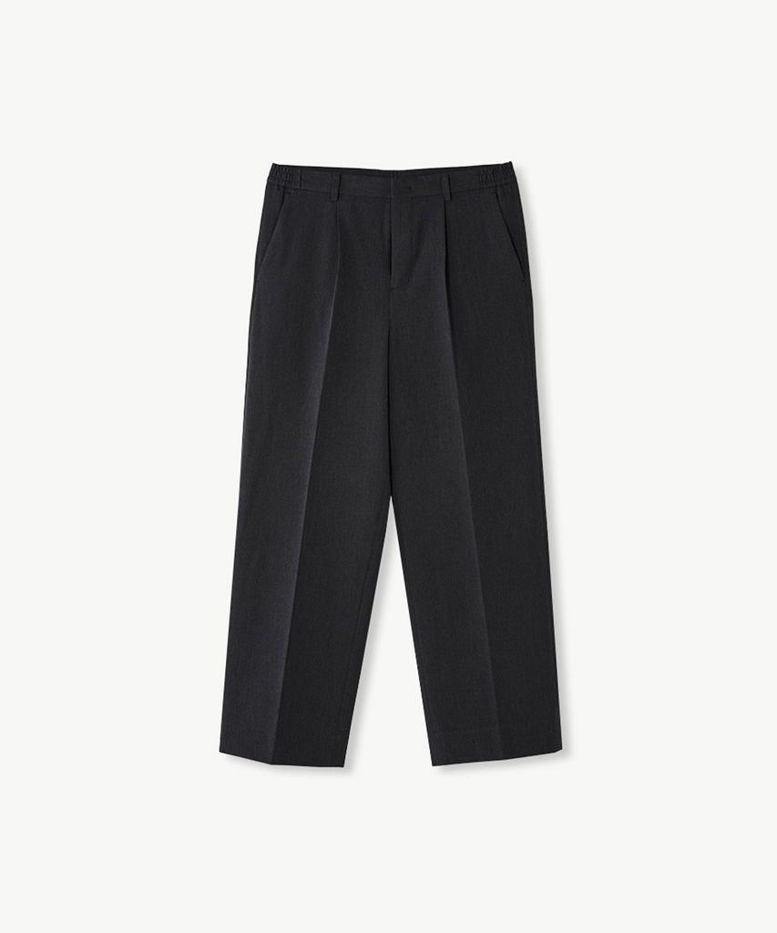 STCO Solid One-Pleat Setup Pants Charcoal Grey (Real Wide Fit)_Sepvz78Wsc
