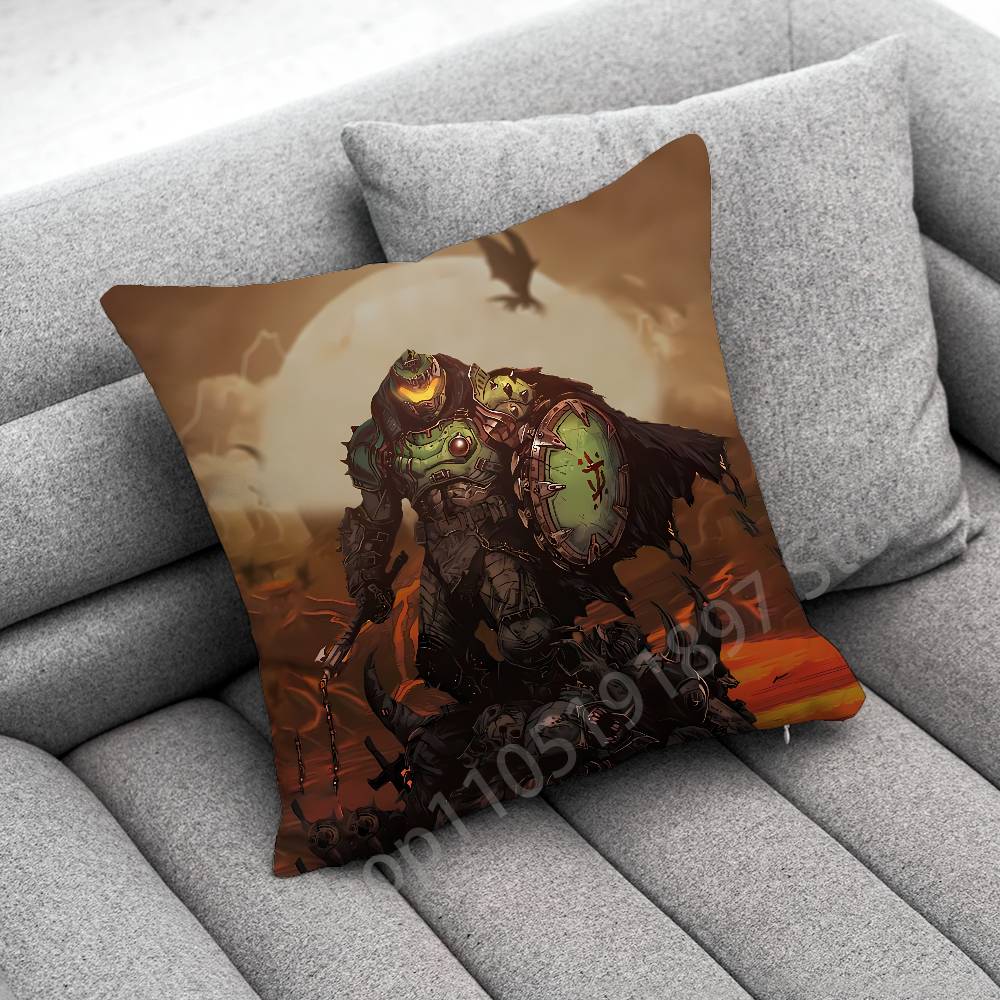 Game D-Doom Slayer Throw Pillow Case For 55x55cm 40x40cm 45x45cm 50x50cm 30x30cm Square Office Pillowship Cover
