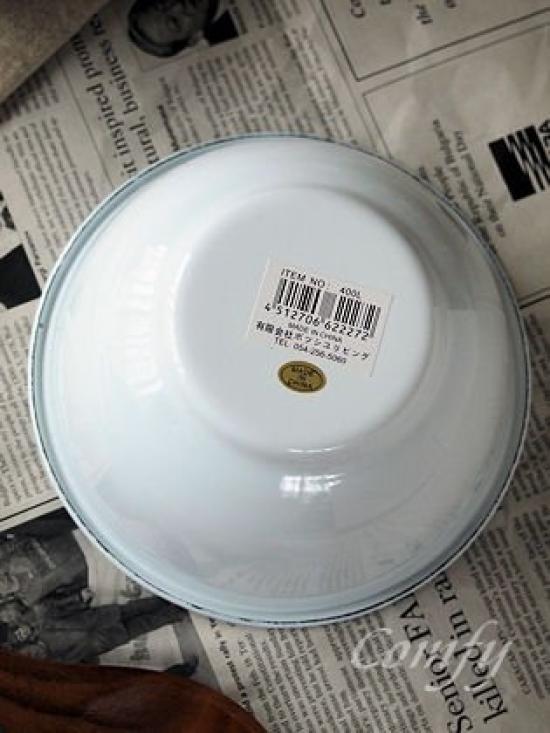 Posh Living Kitchen Accessories Enamel Bowl, Large, Scandinavian Country Style, Antique Style, White
