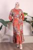 Women's Big Size Dress Plus Size Dress Palm Tree Patterned Viscose Dress