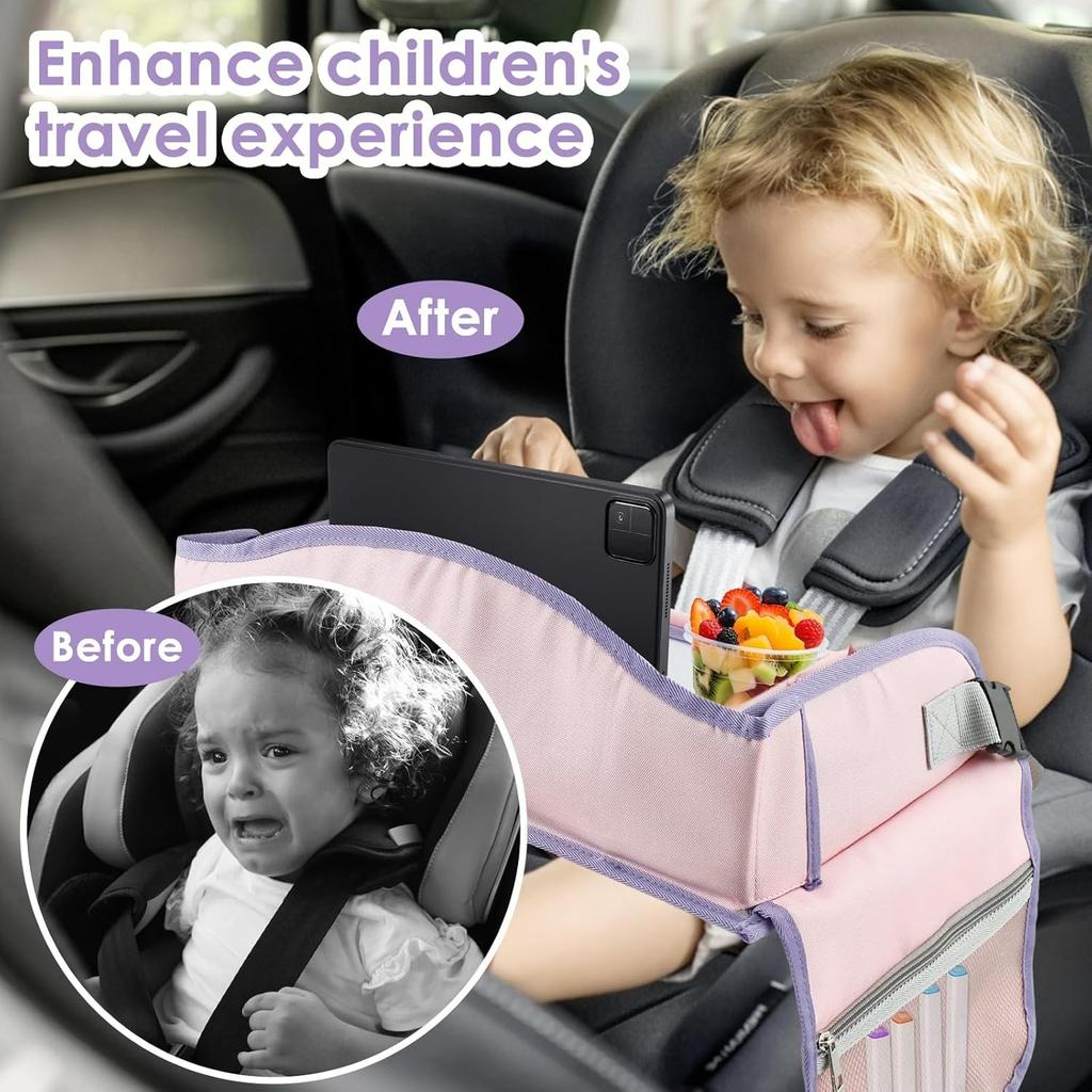 Mesa Bandeja para Coche para Niños Asiento de Coche Bandeja de Viaje Portátil Pizarra de Dibujo Paleta de Juegos Asiento de Coche Bandejas de Regazo Desmontables Bandejas de Mesa para Asiento de Coche para Niños en el Coche