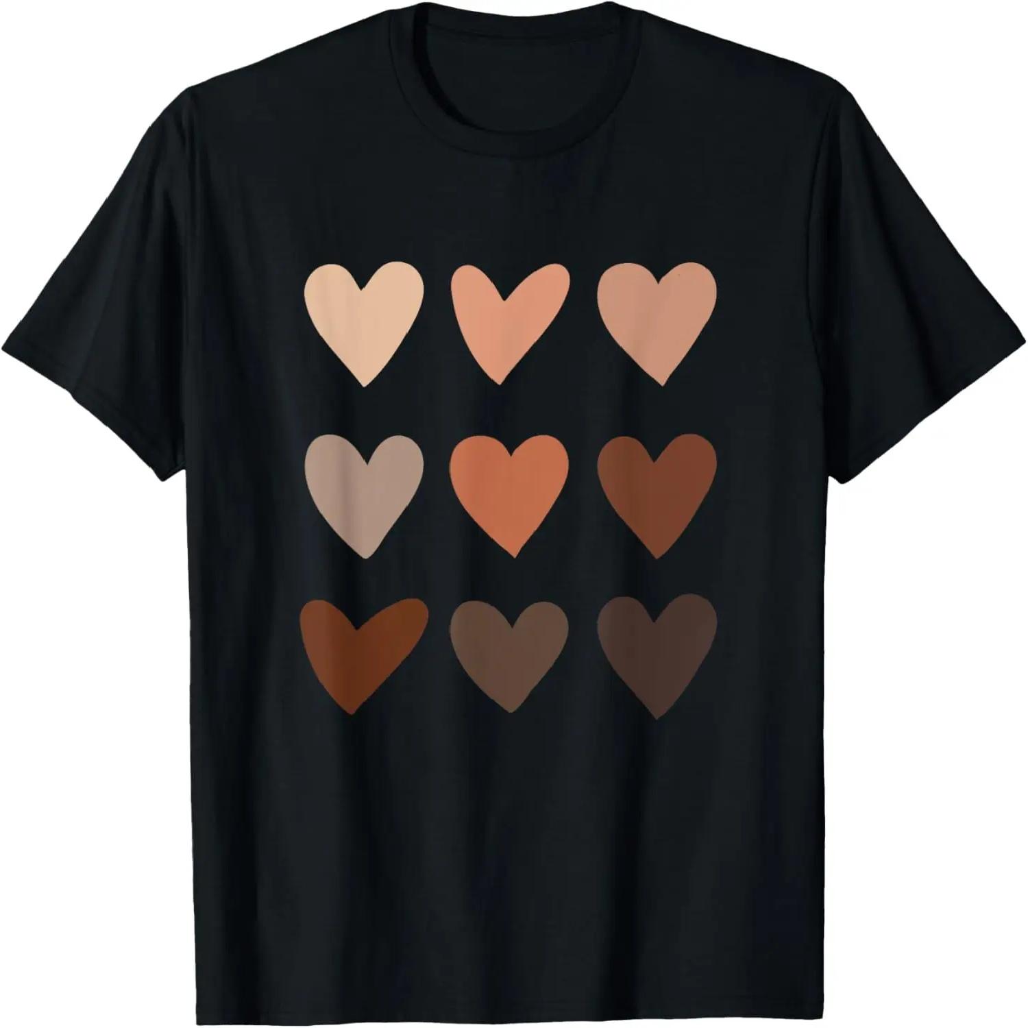 

Melanin Skin Tone Hearts, Be Kind, Black History Month T-Shirt S чёрный