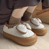 Winter cotton slippers bow autumn and winter couple indoor home use thickened soft bottom plush slippers