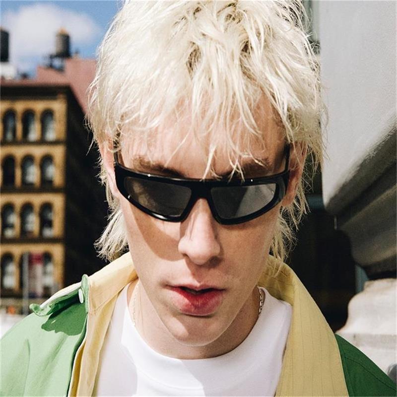 Wipon Men's Green Fashion Punk Y2k Sunglasses For Wo Trendy Wrap Around Sun Glasses Shades Appl Futuristic Eyewear Uv400 Goggles