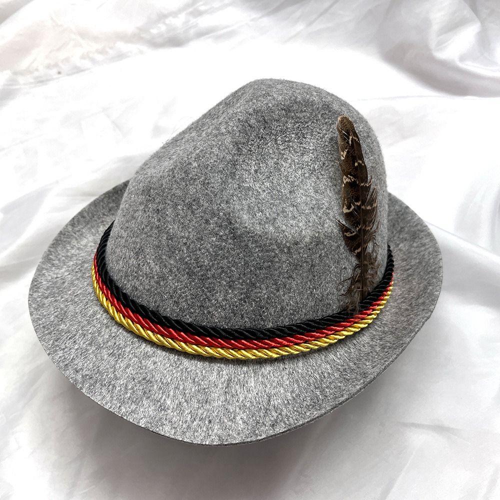 Outdoor Events Dress Up Oktoberfest Hat Fedora Hat Bavarian Feather Decors Hat Panama Jazz Costume Cosplay Cap Photo Props