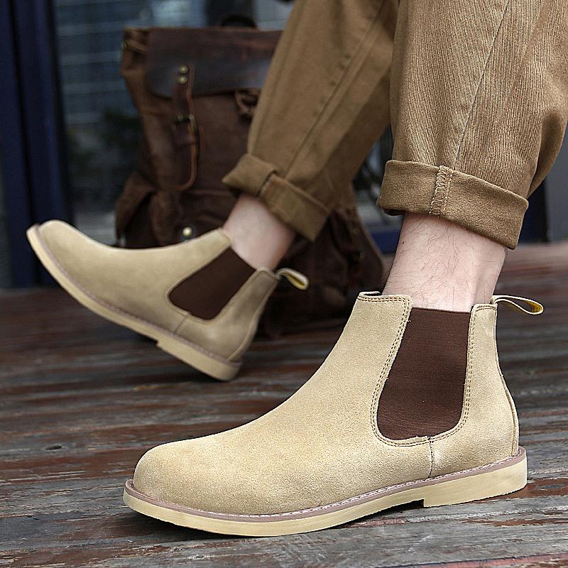 British Style Vintage Handmade Men Shoes High-grade Chelsea Boots Men's Genuine Suede Leather Designer Martin Boots Ankle Boots