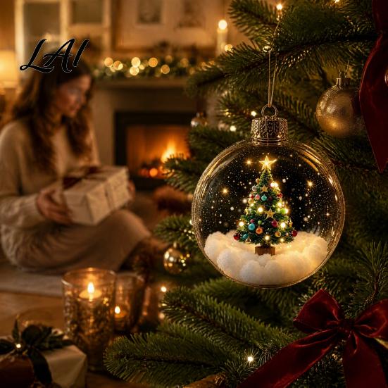 Charming Christmas Gift for Friends Glowing Decorative Ball Lighted Ornament with Festive Scene LED Illuminated Holiday Mantel Accents Tree Hanging