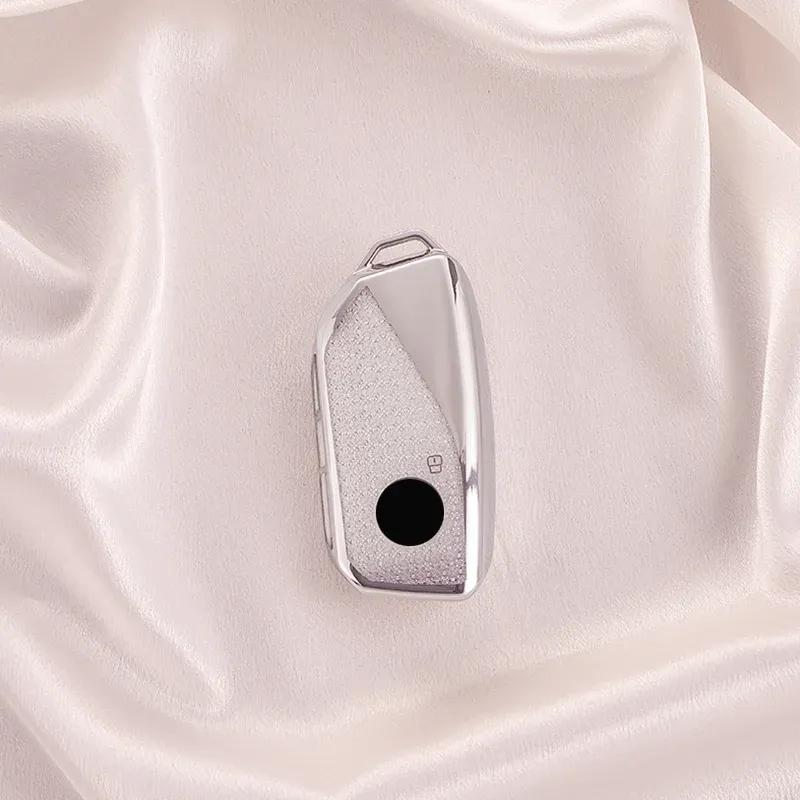 Car White Diamond Pattern TPU for BMW G07 X7 LCI U11 X1 G70 7 Series 740i G09 XM F98 X4M G18 X5 G81 M3 I20 Remote Key Case Cover
