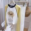 2026 Spring/Summer Women's Color Block Raglan Sleeve Sun Protection Shirt - Loose Casual Patchwork Long Sleeve T-shirt