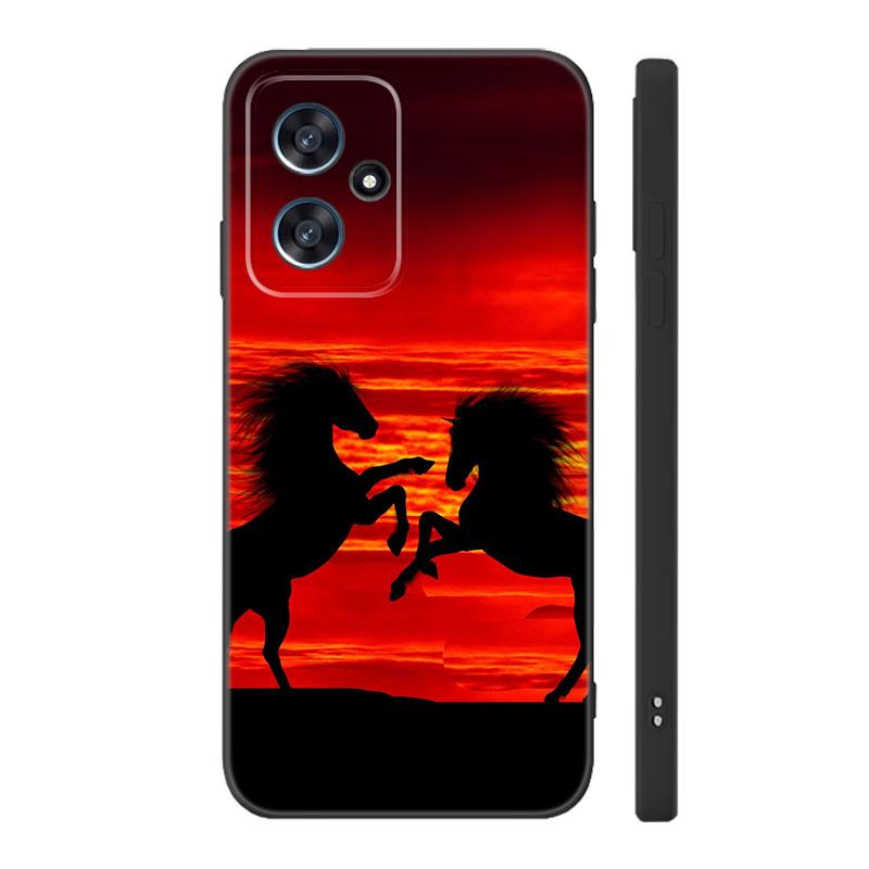 Horse Animal Black Silicone Phone Case For Xiaomi POCO X3 X4 NFC F3 F4 GT F5 M3 M4 M6 X5 X6 Pro 5G C55 C65 M5