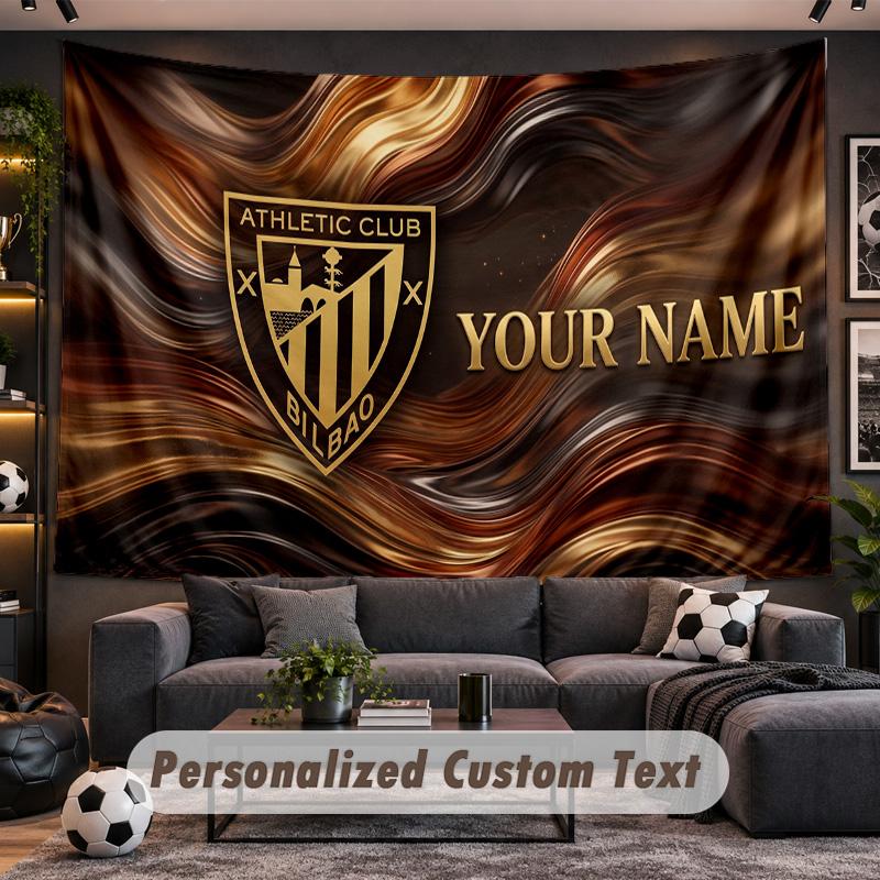 Athletic Bilbao FC Personalized Tapestry Support Custom Name, Wall Art Home Decoration