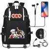 Anime Cloud Print USB Backpack for Teens Students Casual Large Capacity Travel Daypack