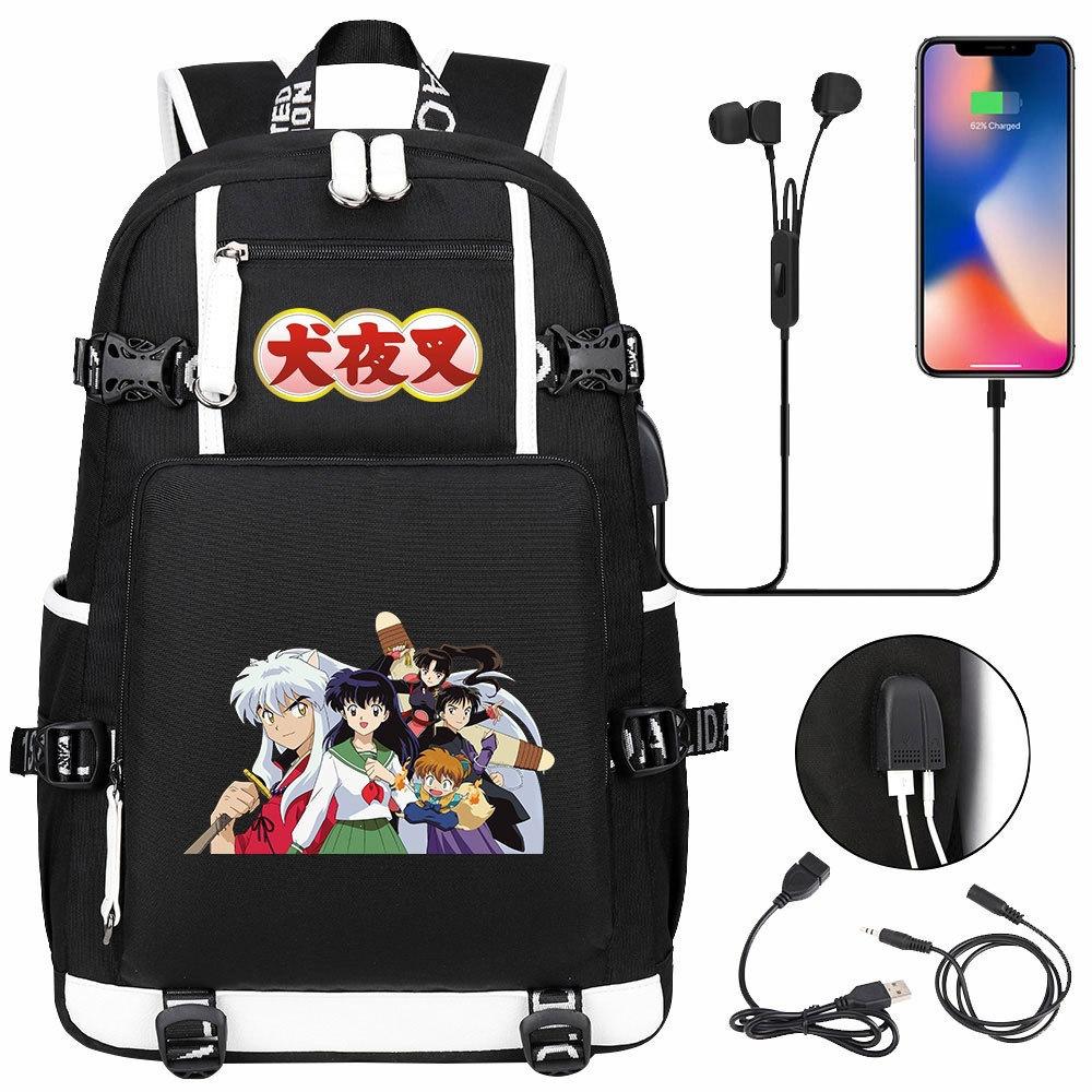 Anime Cloud Print USB Backpack for Teens Students Casual Large Capacity Travel Daypack