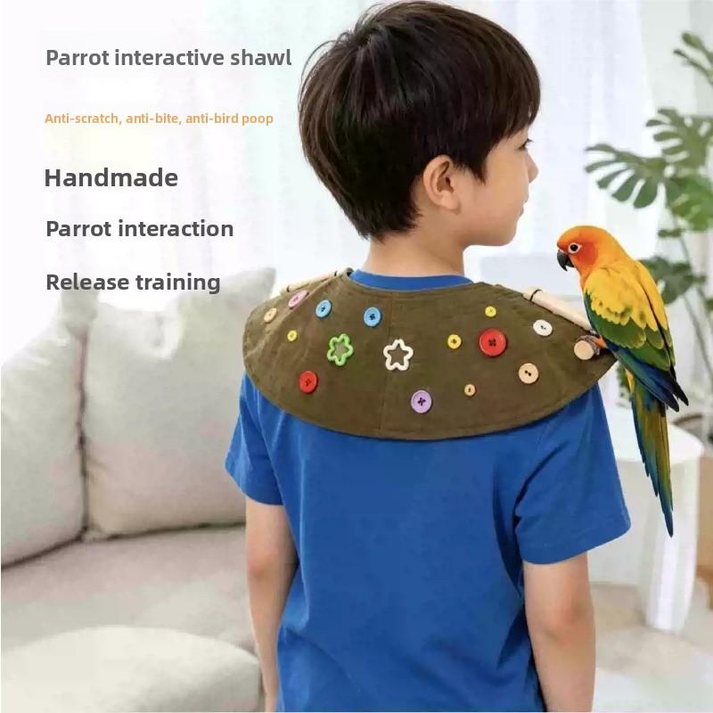 Bird Shoulder Shawl Washable Anti-Bite Anti-Scratch Poop Guard for Parakeets Cockatiels Budgies Pet Owner Use