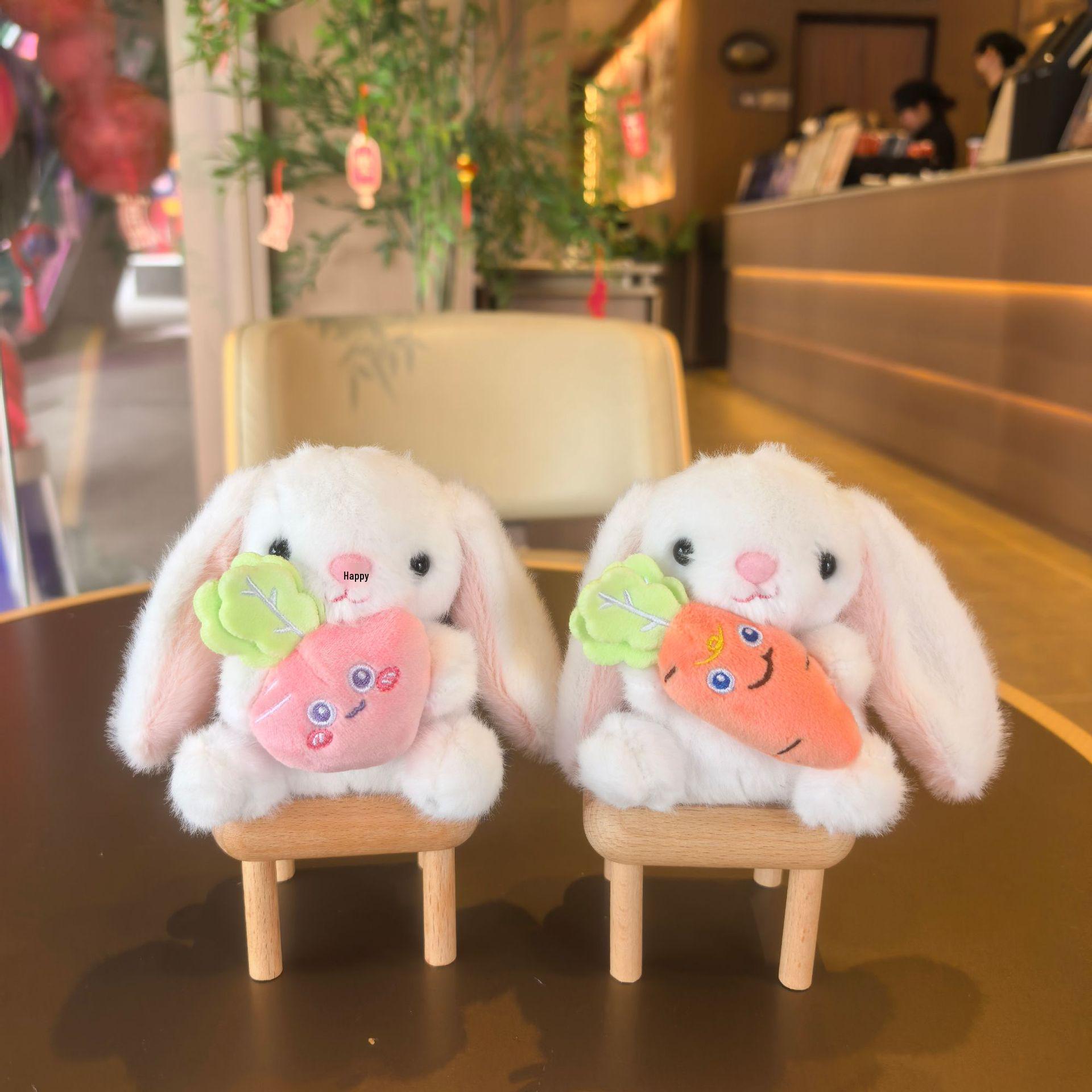 Cute Radish Rabbit Plush Keychain Toy Ornament 10cm