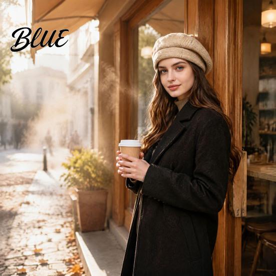 Outdoor Shopping Headgear Knitted Beret Hat for Women Winter Warm Painter Cap Fleece Soft Lined Cap Lined Cozy Solid Color Artist Cold Weather
