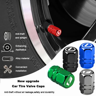 Metal Car Wheel Tire Valve Caps Air Stem Covers For F SPORT Plug-in Hybrid ES UX 300e GX460 Ct200h GS LBX NX RX 350h 450h