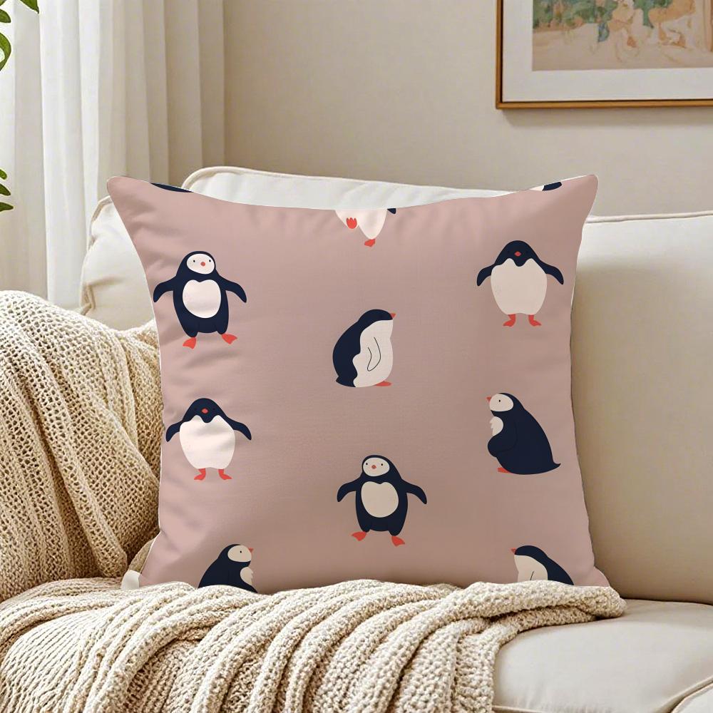 

Warm Daily Sweet Penguin Animals Cushion Cover Linen Pillowcase Soft for Sofa Bed Home Room Decor 30x30cm