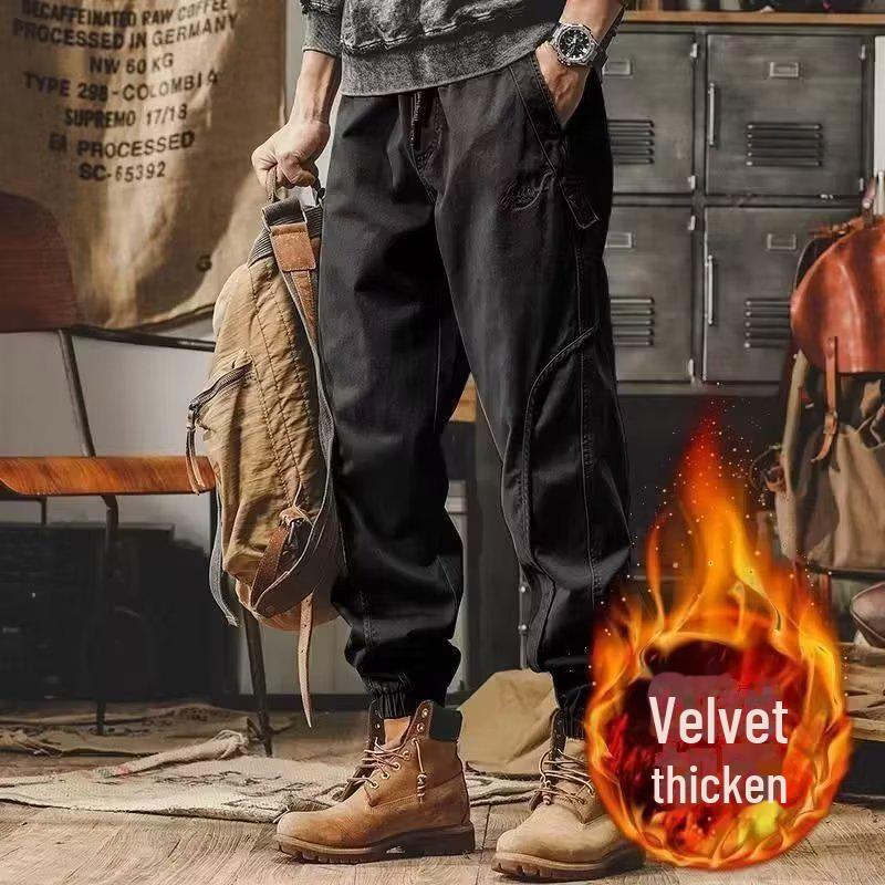 Pantaloni Harem Casual de Iarnă Groși pentru Bărbați cu Plus de Catifea