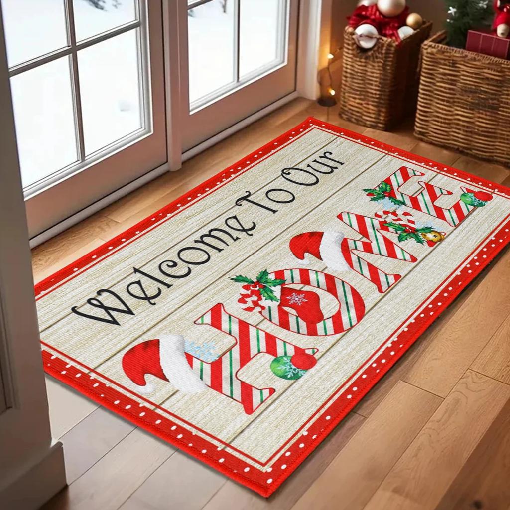 Christmas Floor Mat Outdoor Carpet Christmas Decor for Home 2025 Navidad Natal Santa Claus Door Mat Xmas Ornament New Year 2026