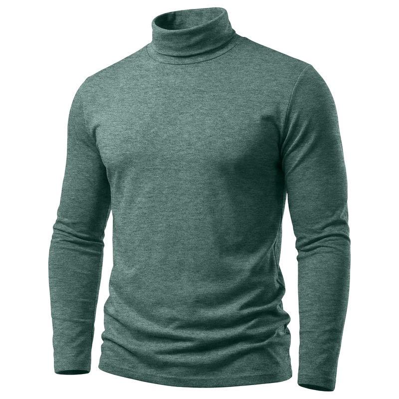 Men Turtleneck Solid Heather Slim Fit Long Sleeve Basic Thermal Shirt