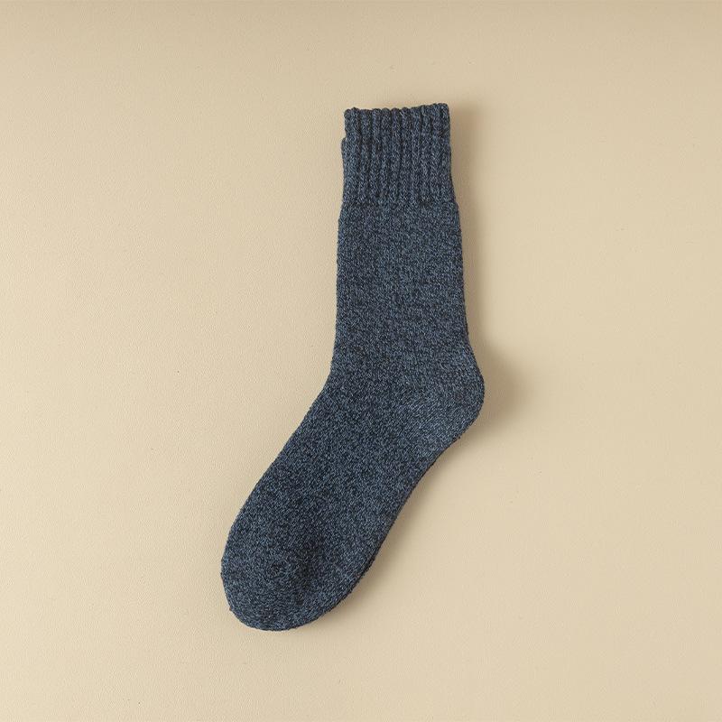 3 Pairs of Men's Winter Wool Ring Plus Velvet and Thick Warm Pure Color National Wind Tube Socks