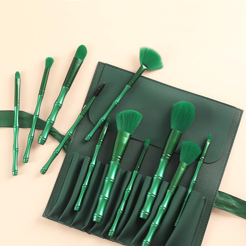2026 New Orange Bamboo Makeup Brush Set Soft Bristles 11 Blush Loose Powder Brush Beauty Tools