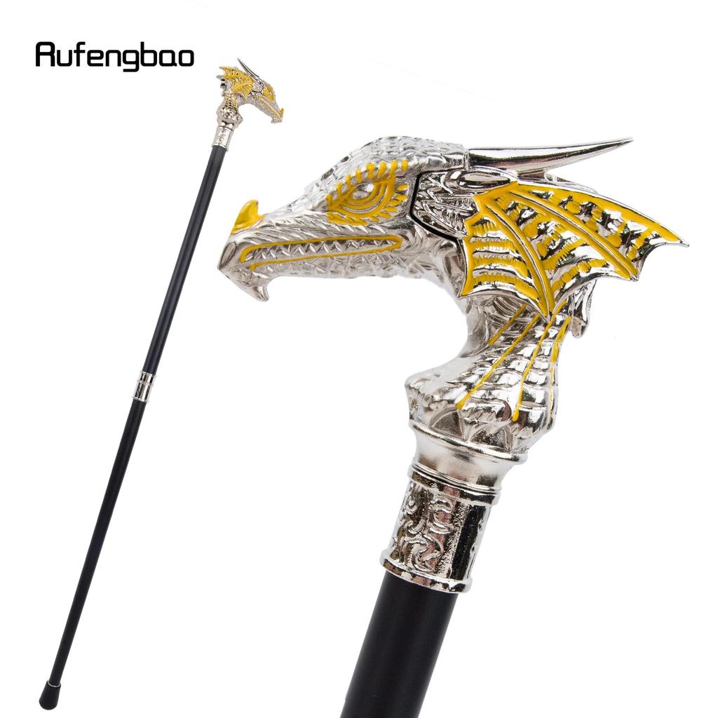 Bengala de luxo dourada e branca com cabeça de dragão, bengala decorativa fashion, bastão de caminhada elegante para cosplay, cavalheiro, botão de báculo 94cm
