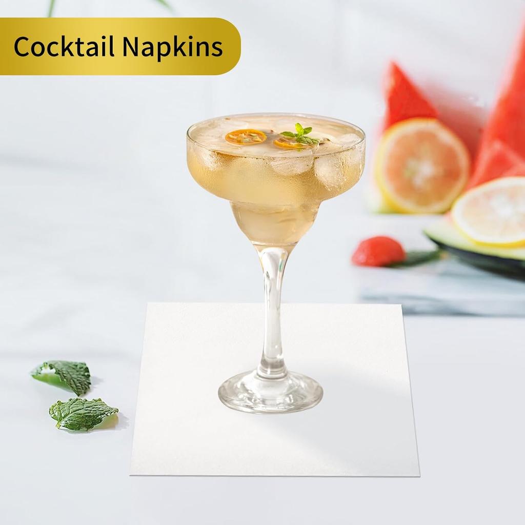 Cocktail Napkins - 200 Count 2-Ply White Disposable Napkins, 5.5x5.5 Inch Folded Beverage Napkins Paper for Dinner Wedding Bar Birthday Party and