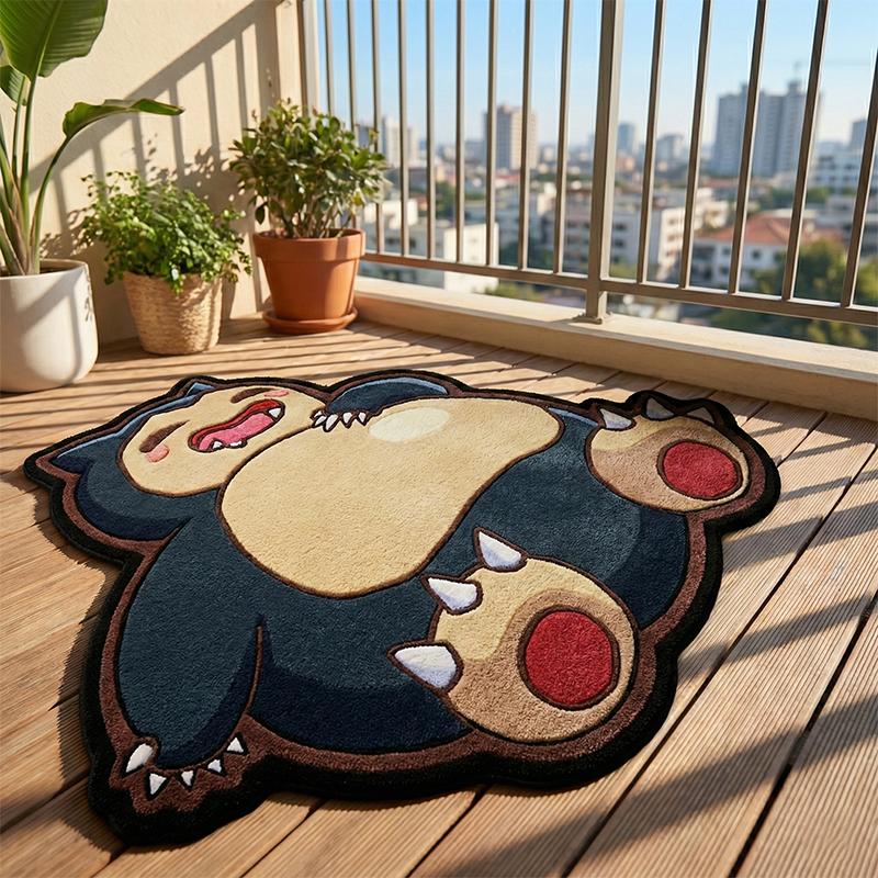 

Cute Pokmon Snorlax Rug Irregular Shape Bedroom Mat Soft Polyester Non-Slip Carpet Kawaii Room Decor for Kids Gamer Anime Gift 60x48cm