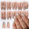 120Pcs/Box Nude Gold French Press On Nails 12Sizes Extra Trapezoid Full Cover Soft Gel False Nail Tips For Nail Extension