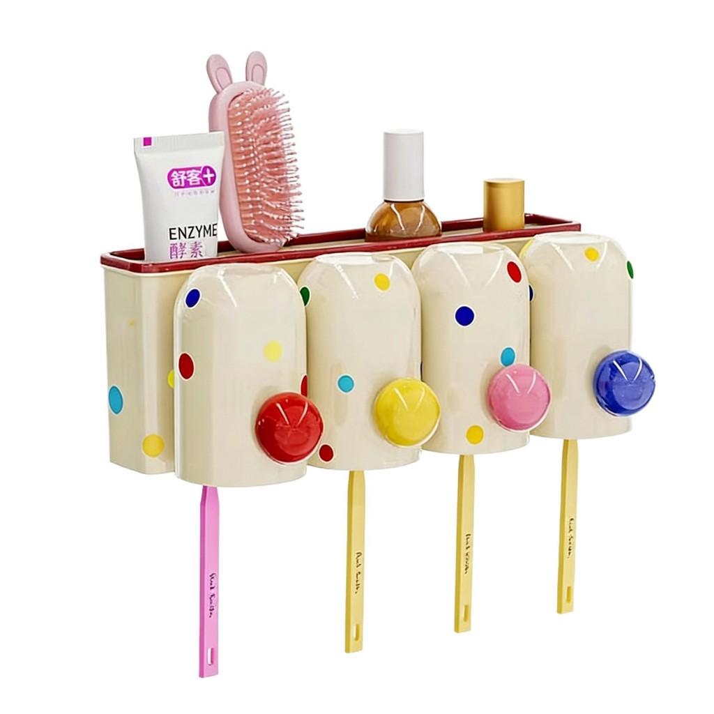 Magnetic Toothbrush Holder With Cups For Bathroom Wall Storage