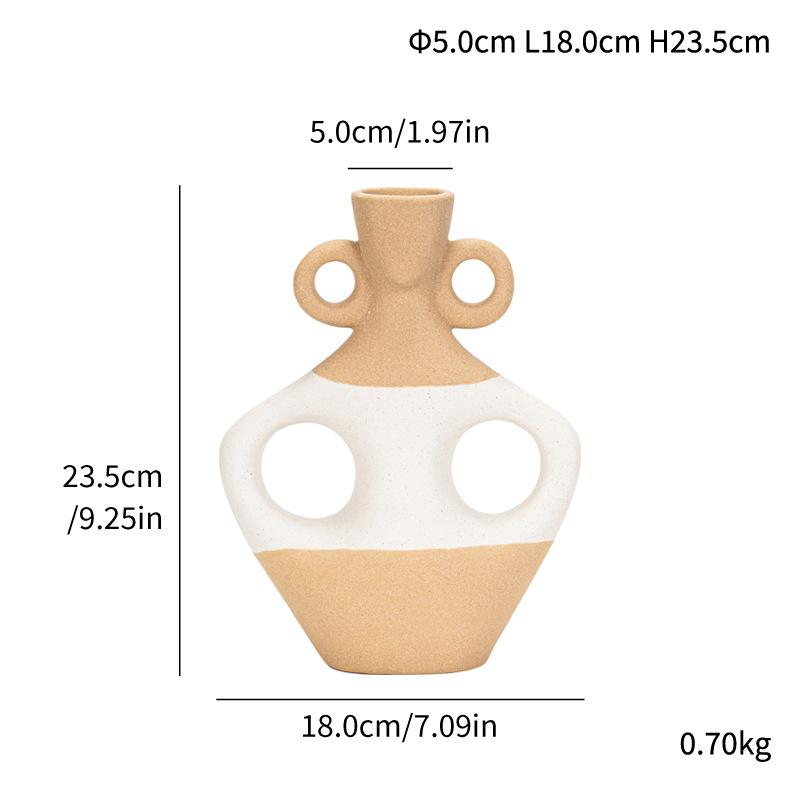 Creative European Two-Color Ceramic Vase, High-End Handicrafts, Dried Flower Arrangement, Desktop Decoration Ornament