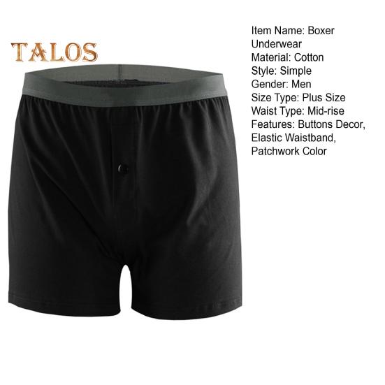 Men Boxer Underwear Mid-rise Elastic Waistband Front Button Decor U-Convex Shorts Panties Comfortable Sleepwear Daily Wear