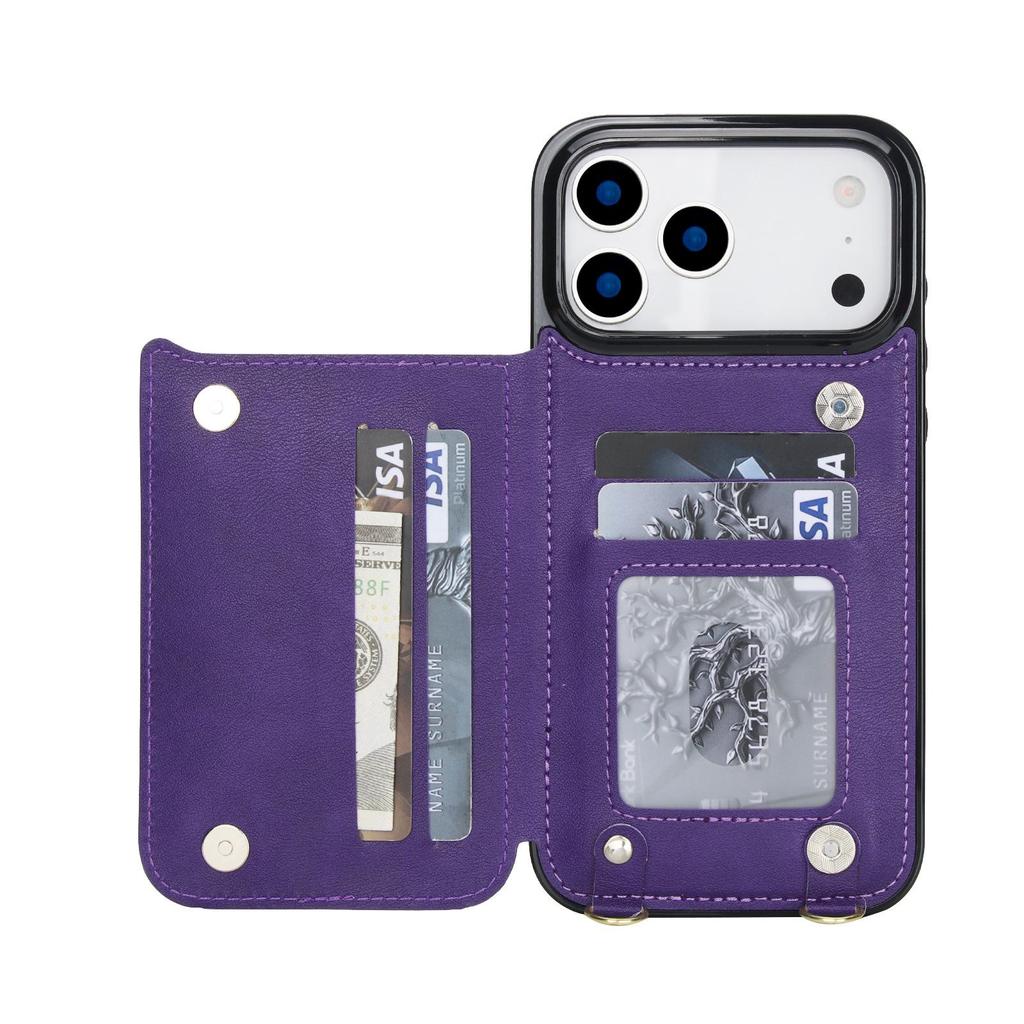 Leather Crossbody Buckle Holder with Card Slot for iPhone 17 Pro Max