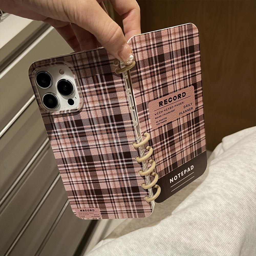 Check Brown Suitable for Apple 16 ProiPhone15 Promax Flip Cover Phone Case 14plus Book Case