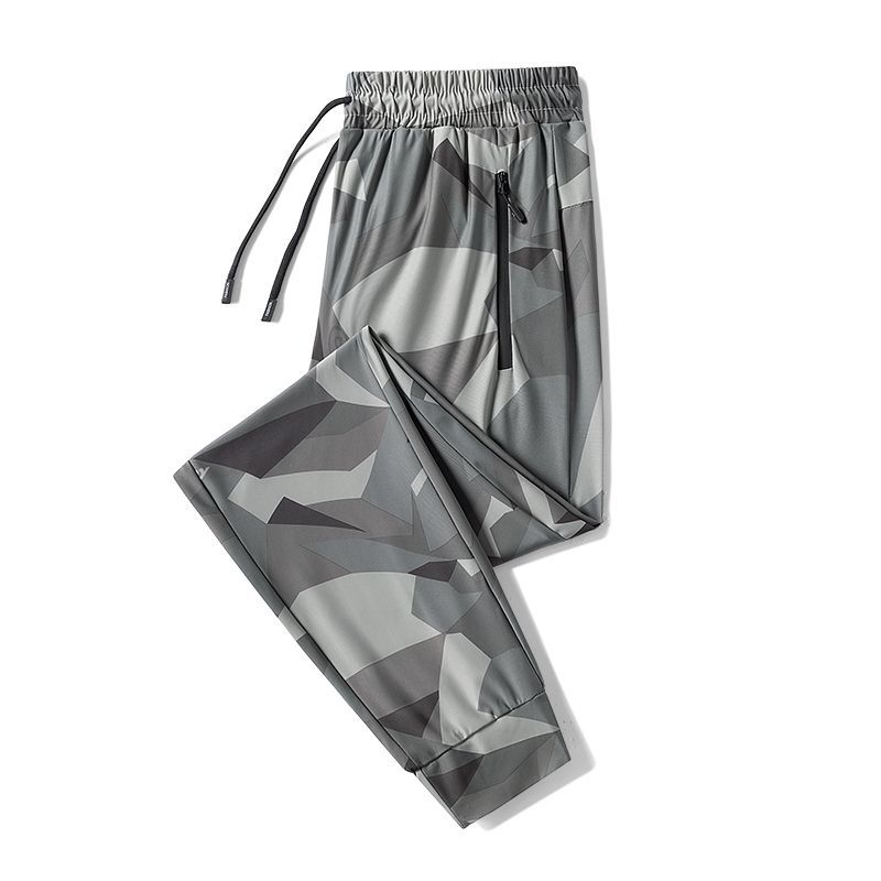 Summer Men's New Patchwork High Waited Elasticized Printed Pocket Zipper Fashion Slim Versatile Casual Pants