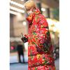 A3 Cotton Padded Hanfu Jacket: Unisex Long Loose Fit, Warm Flower Design, Trendy Cold Protection