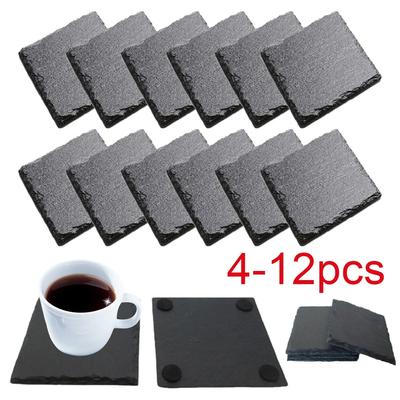 4-12 peças Porta-copos de Pedra Quadrados de Ardósia Porta-copos para Bebidas para Copos Canecas de Bar Copos Cozinha Tapete para Copo Porta-copos para Utensílios de Cozinha