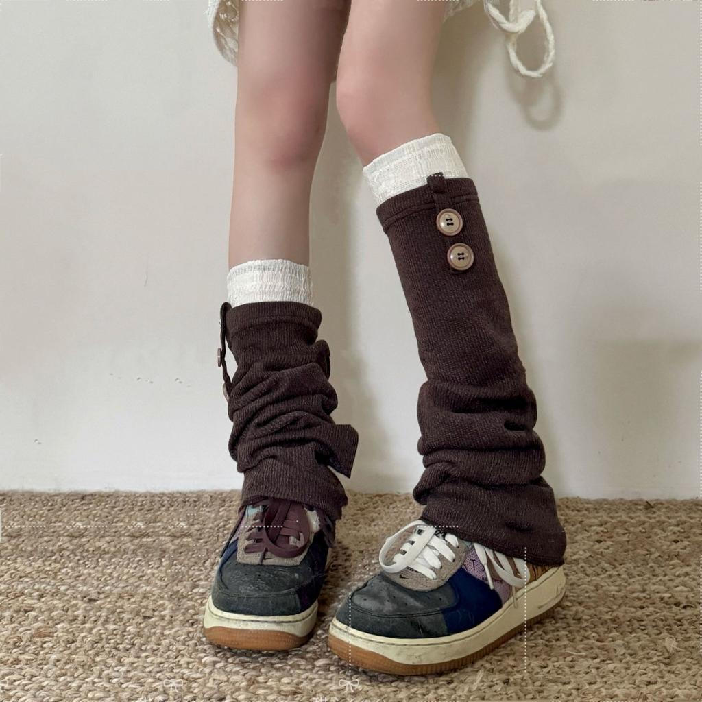 Summer Japanese-style Slimming Slouchy Socks Vintage Button Patchwork Leg Warmers Spice Girl Subculture Student Versatile Leg Warmers