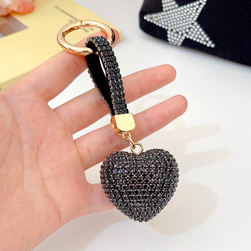 1Pc Handbag Pendant Valentine's Day Metal Ins Style Rhinestone Crystal Gift Keychain Car Key Pendant Heart-shaped Key Ring