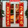 2pcs Chinese New Year Door Couplet Banner Red Gold for Porch