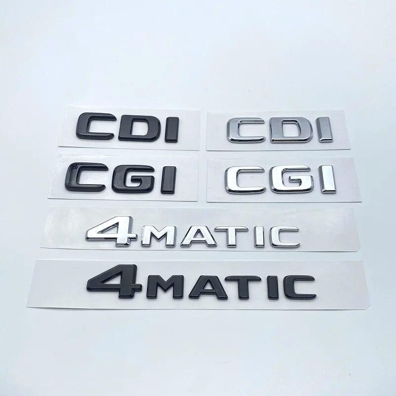 Buchstaben-Emblem für Mercedes Benz CDI CGI TDI 4Matic, Auto-Styling, Kofferraum-Typenschild, Logo-Aufkleber, flache Schriftarten, silberfarben, glänzend, Schwarz