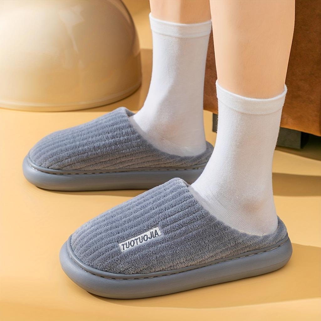Women's Thick Bottom Striped Cloud Home Slippers Indoor Memory Foam Slip On Winter Home Shoes