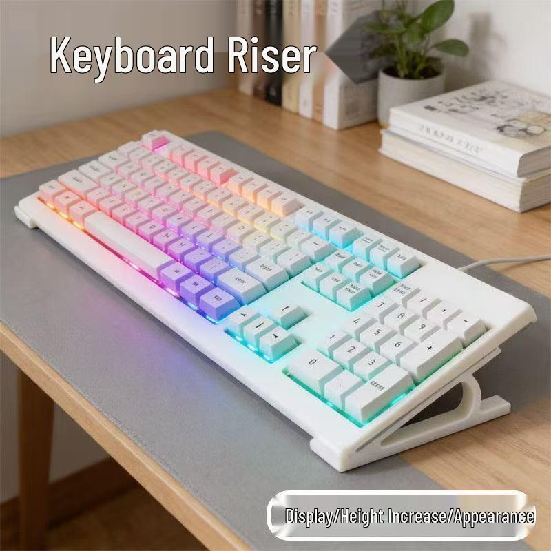 Keyboard Riser Stand: Elevate and angle your keyboard for more comfortable typing, featuring a non-slip design.