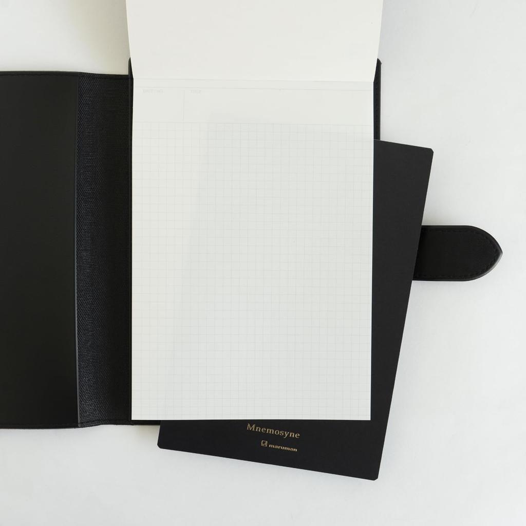 Maruman Mnemosyne A5 Notebook Pad, Made In Japan, Black, with Cover and Underlay (MNP-05)