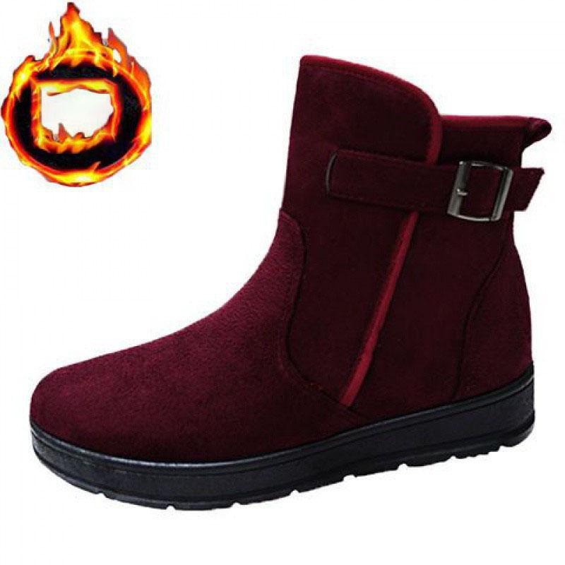 

Женские зимние ботинки Замшевые ботильоны Снежные ботинки Женские Теплые Меховая Плюшевая Стелька Удобные Ботас Мухер Плоская Обувь Женская 41