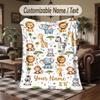 Wildlife Animals Theme Throw Blanket Custom Name Text Personalized Blanket Soft Cozy Blanket for Home Sofa Bed