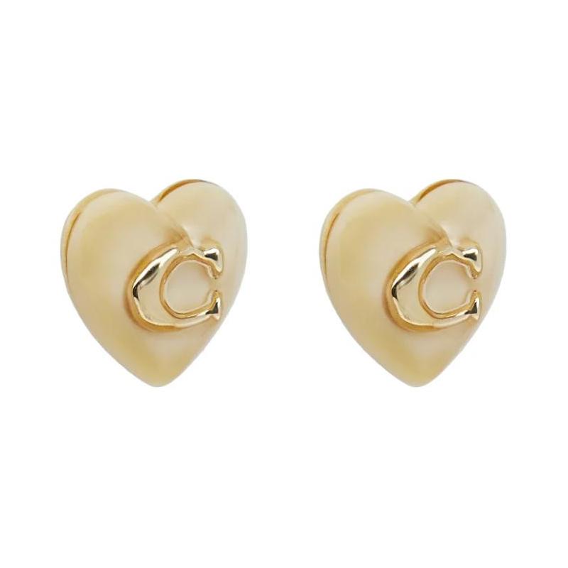 COACH Brand Logo Brass Earrings Women s Gold